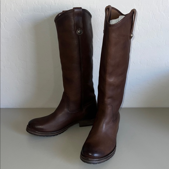 FRYE MELISSA BUTTON LUG TALL PULL ON BOOT in BROWN Sz 7 NWOT Msrp $358 - Picture 10 of 14